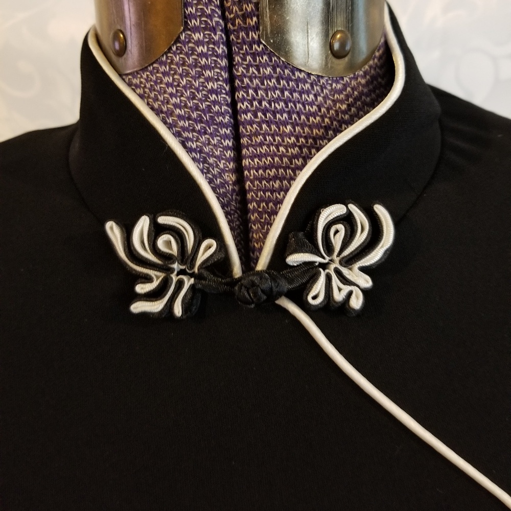 Evan Picone - Black Mandarin Collar Cheongsam